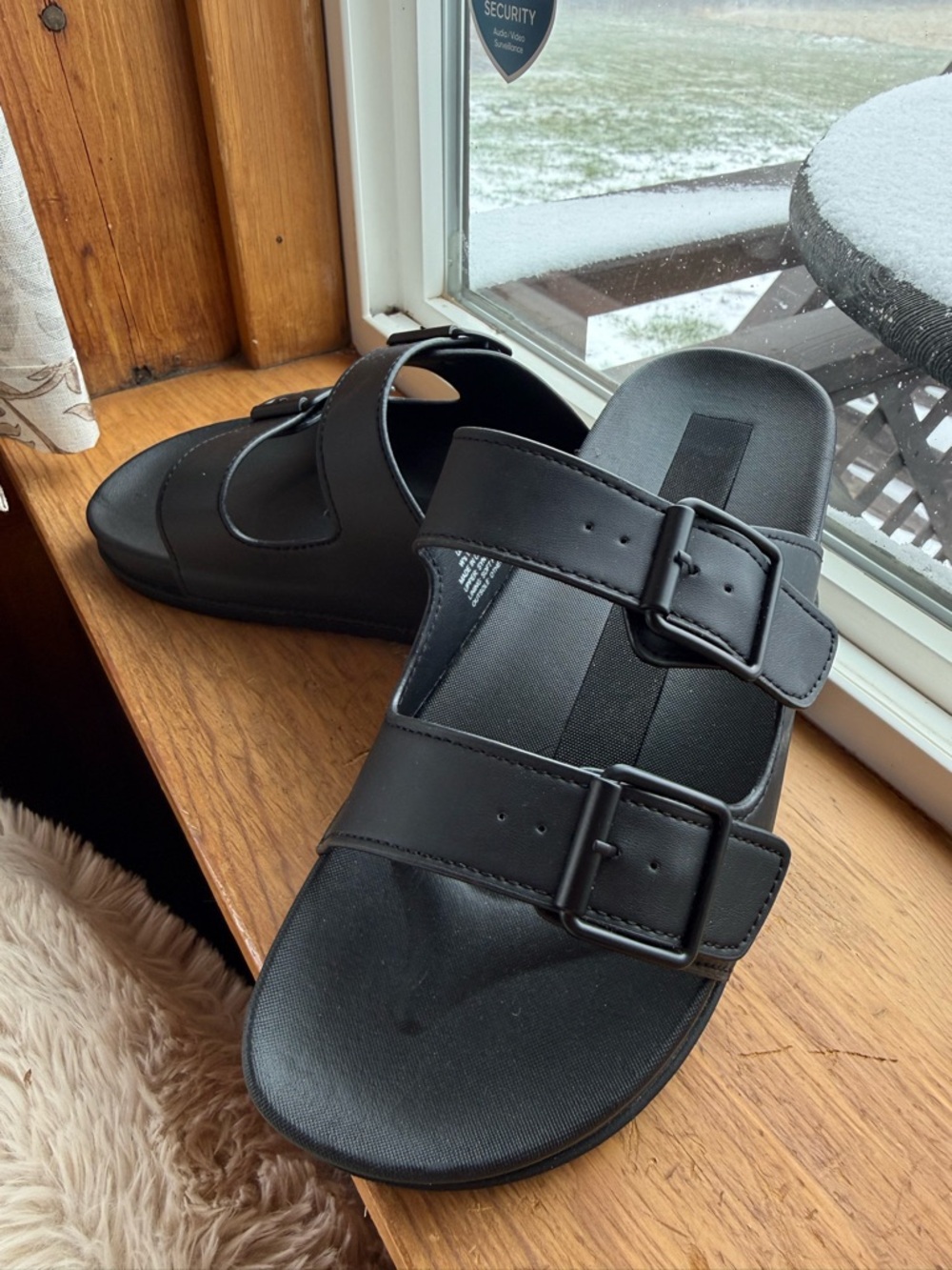 Harmony 783 Earthing Grounding Black Double-Buckle Slide Sandals